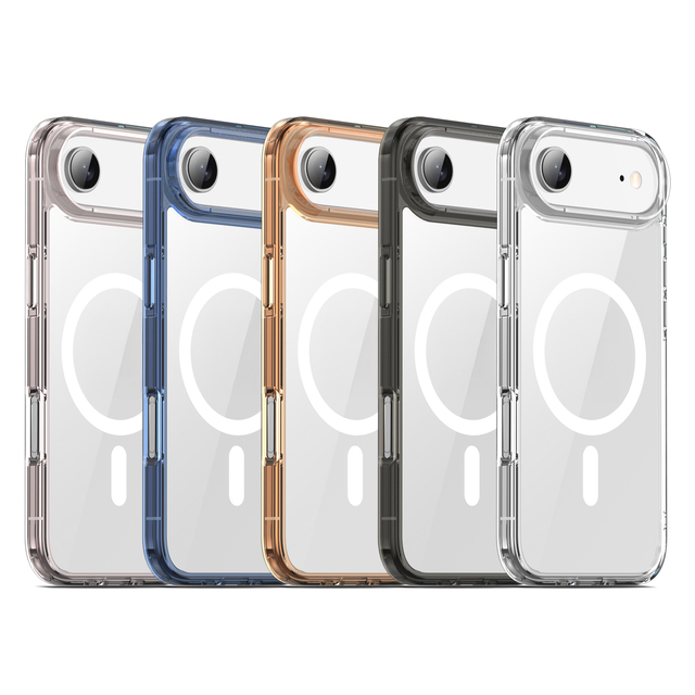 2mm Clear Hybrid TPU PC Anti-Yellowing Shockproof Magnetic Charging Slim Protective Case White for 17 Mobile Phone Cases