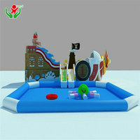 Tobogán Acuático Inflable con Forma de Barco Pirata y Calavera Gigante, con Piscina Extra Grande, Equipo de Entretenimiento para Parques Acuáticos