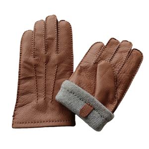 <span class=keywords><strong>Gants</strong></span> de conduite en cuir de cerf pour homme et femme, doublés de laine d'<span class=keywords><strong>hiver</strong></span>, couture à la main, logo personnalisé, support d'échantillon - Product Image 1