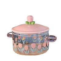 Ensemble de casseroles en verre borosilicate écologique au design minimaliste avec couvercle en céramique