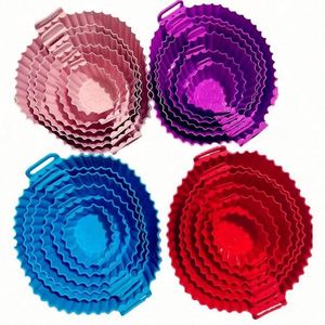 6 Pcs Reusable Non-stick Ceramic Coating Eco-Friendly Round Air Fryer <b>Accessories</b> 1.5mm Thick Silicone Liners Set Custom Logo - Product Image 5