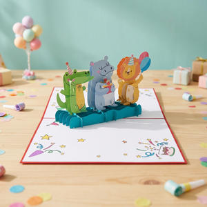 Meilleures ventes : Cartes animales 3D Pop art artisanales et écologiques, thème dessin animé, pour anniversaire, logo personnalisé, cadeaux de bienvenue et de remerciement en papier (Vietnam) - Product Image 3