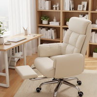 Fauteuil de bureau ergonomique pivotant moderne en tissu blanc moelleux, confort de luxe, avec roulettes, en promotion, pour salon, SENSASI Z1217