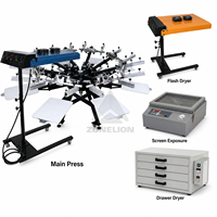 Machine d'impression sérigraphique manuelle 8 couleurs, presse sérigraphique multi-stations Octopus pour vêtements et t-shirts