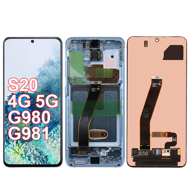 6.2\" Original Super AMOLED TFT OLED Touch Screen Frame Digitizer Assembly Compatible for Samsung for Galaxy S20 4G/5G LCD