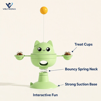 Jouet pour chat à ventouse avec distributeurs de friandises, jouet interactif pour chat à ressort avec visage de chat, jouet balle rebondissante pour chats d'intérieur