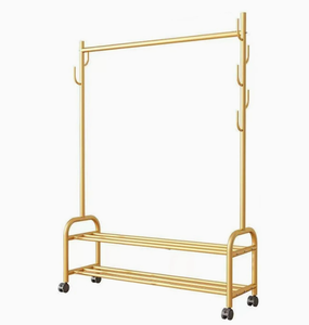 <span class=keywords><strong>Porte</strong></span>-<span class=keywords><strong>manteau</strong></span> d'angle sur roulettes en fer blanc, 150 cm, avec 6 crochets pour chaussures et sacs, pour chambre à coucher, vente en gros - Product Image 3