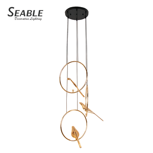Nordic home live room <span class=keywords><strong>fancy</strong></span> light bird chandelier gold shell decor modern led pendant hanging light bird chandelier - Product Image 3