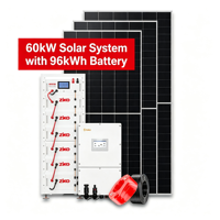 Système de panneaux solaires JinkoSolar 60 kW avec onduleur hybride Solis 50 kW, batterie LFP haute tension 96 kWh, système de stockage d'énergie domestique