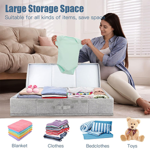 Organisateur multifonctionnel pliable grande capacité sous le lit, ensemble de boîtes de rangement minimalistes en PP pour couettes et serviettes, avec couvercle réutilisable - Product Image 5