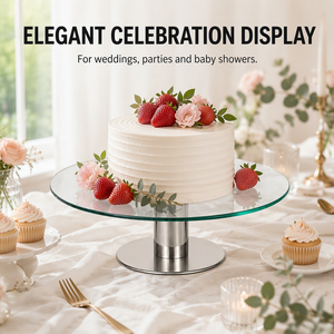 Support à gâteau rotatif personnalisé en <span class=keywords><strong>verre</strong></span> <span class=keywords><strong>trempé</strong></span>, plateau tournant rond pour la décoration de gâteaux, la présentation de cupcakes et de desserts lors de fêtes - Product Image 2