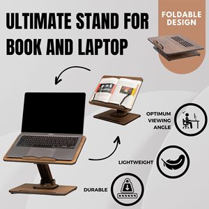 Réglable à 360° °   Support de livre en bois, design <span class=keywords><strong>pliable</strong></span>, support de livre pour plusieurs angles de hauteur, clip de page, support de partition musicale, support de recette - Product Image 4