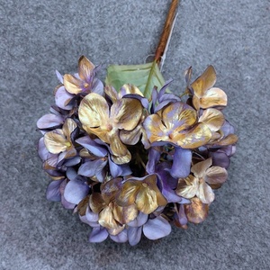 Última Flor de seda artificial base de oro color roto pequeño pétalo Hortensia para la decoración del hogar, materiales para arreglar <span class=keywords><strong>flores</strong></span> - Product Image 2