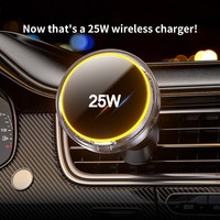 Produits de dropshipping, chargeur de voiture sans fil multifonctionnel magnétique avec lumière RGB, sortie d'air pour téléphone, 25W, avec refroidissement par air, BK61