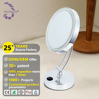 Produits personnalisés, paramètres, hôtel, appartement, villa, maison, miroir de maquillage de bureau moderne en acier au carbone blanc avec LED