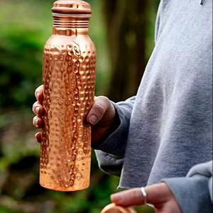 Bouteille d'eau portable classique en cuivre, gourde réutilisable pour la maison, le bureau, les voyages, la salle de sport, le yoga, l'école, les activités de plein air et quotidiennes - Product Image 1