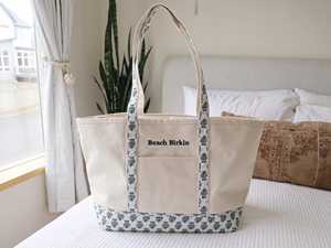 Bolsa de Lona Personalizada con Monograma Bordado, Color Sólido, Estilo Náutico y Playero, para Viajes de Invierno/Primavera/Verano - Product Image 2