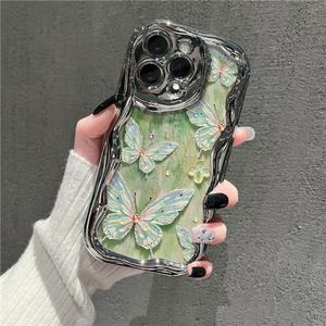 Coque de téléphone en silicone antichoc pour fille, motif papillon rose mignon, avec bracelet en perles, électroplaquée, vente en gros - Product Image 4