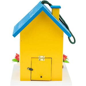 Gele Cottage Retro Arts Crafts Houten Vogel Feeder Landhuisjes Muur Opknoping Vogelhuisje Gemaakt Van Boerderij Hout - Product Image 5