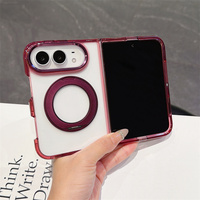 Coque de téléphone transparente anti-jaunissement avec cadre métallique pour iPhone Duo, best-seller, avec support magnétique à 360°