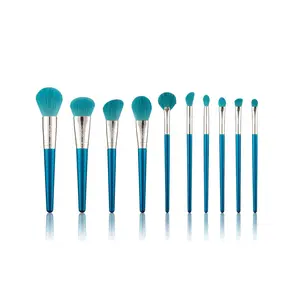 Suppliers Gracedo New Arrival Luxury Custom Private Label 10 Pcs Blue Make Up Brushes For Make Up With Bag