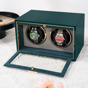 Lussuosa <span class=keywords><strong>Scatola</strong></span> Automatica Girevole per <span class=keywords><strong>Orologi</strong></span> in Legno Laccato Nero e Verde con 2 Scomparti, Espositore e Caricatore per <span class=keywords><strong>Orologi</strong></span> - Product Image 5