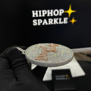 Fashion Luxury Round <b>Iced</b> <b>Out</b> Pendant 3 Inch Custom Hip Hop Medallion 40ct Diamond Look 925 Sterling Silver <b>Chain</b> Jewelry - Product Image 5