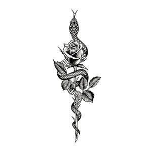 Autocollant de <span class=keywords><strong>tatouage</strong></span> temporaire imperméable avec motifs serpent, fleur, <span class=keywords><strong>rose</strong></span>, logo personnalisable, application sur le <span class=keywords><strong>bras</strong></span>, tenue jusqu'à 1 semaine - Product Image 4