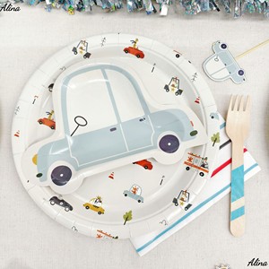 DAMAI - Vajilla Desechable con Temática de Autos para Fiestas de Cumpleaños Infantiles, Platos, Servilletas, Vasos y Pancarta de Papel - Product Image 3