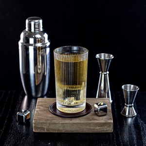Vasos Altos de Cristal Transparente Grabado, 400 ml, Vasos de Vino Modernos con Nervaduras, Certificación NOVARE LFGB, OEM/ODM - Product Image 3