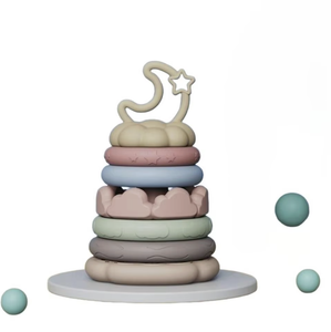키즈 몬테소리 장난감 스태킹 링 부드러운 실리콘 쌓기 장난감 - Product Image 1