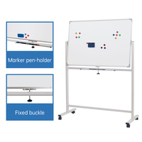 Tableau blanc mobile double face en acier durable XMS XMS-980 avec support et roulettes pour l'école ou le bureau