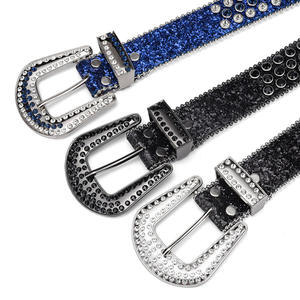 Cintura Western da Donna con Strass, Fibbia in Lega, in Pelle PU, Stile Y2K <span class=keywords><strong>Punk</strong></span> <span class=keywords><strong>Rock</strong></span> - Product Image 4