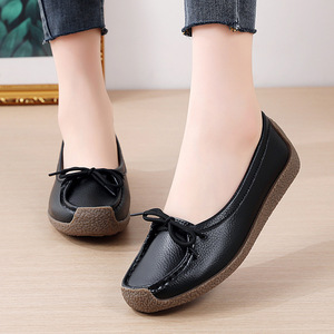Mocassins confortables en cuir PU noir Xuanhui pour femmes, semelle souple, nœud papillon, chaussures plates antidérapantes, chaussures de marche 35-<span class=keywords><strong>42</strong></span> - Product Image 1