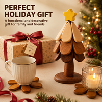 Sous-plat pliable en bois massif personnalisé en forme de sapin de Noël, résistant à la chaleur, pour décoration de table à manger, dessous de plat anti-brûlure