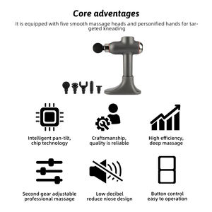 Tessuto profondo miorilassatore vibrazione corpo Fascia pistola massaggio martello 5 teste di massaggio Brushless a basso rumore motore batteria 2000mAh - Product Image 3