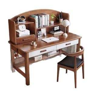 Escritorio de Estudio para Niños de Madera Maciza con Estantería, Cajones de Almacenamiento, Diseño Escandinavo para Estudiantes de Primaria y Secundaria, Uso Doméstico - Product Image 5