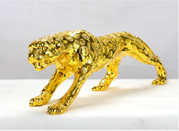 Grand léopard doré Sculpture Animal Figurine résine léopard ornement pour la décoration de la maison hôtel boutique jardin bureau bureau
