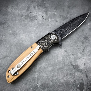 Couteau de poche EDC portable haute dureté, acier 440C, manche en bois pliable, camping et chasse, motif imprimé en 3D - Product Image 5