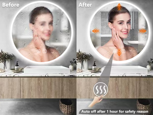 <span class=keywords><strong>Espejo</strong></span> de baño LED <span class=keywords><strong>Espejo</strong></span> de tocador <span class=keywords><strong>redondo</strong></span> con luces Regulable Cambio de 3 colores <span class=keywords><strong>Retroiluminado</strong></span> Frontal Antiniebla Ducha de baño <span class=keywords><strong>Espejo</strong></span> inteligente - Product Image 3
