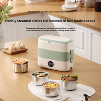 Boîte à lunch électrique en acier 304 de 2 L avec 4 compartiments, étanche, commande tactile, minuterie 12 h pour les voyages et le bureau