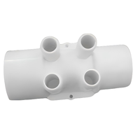 M20754T Distributeur d'eau moderne en PVC de forme ovale, collecteur 2" x 4" x 3/4" à 4 trous pour tuyaux d'eau de spa et de bain à remous