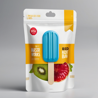 Sacs en plastique transparents personnalisés avec soufflets latéraux, recyclables, de qualité alimentaire, à trois soudures latérales, pour emballage de bâtonnets glacés, crèmes glacées, lait et nouilles