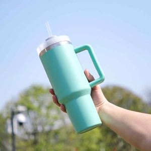 Light Blue Stainless Steel Tumbler With Straw <b>Double</b> <b>Wall</b> Vacuum Insulated Travel Mug For Outdoor Camping - Product Image 6