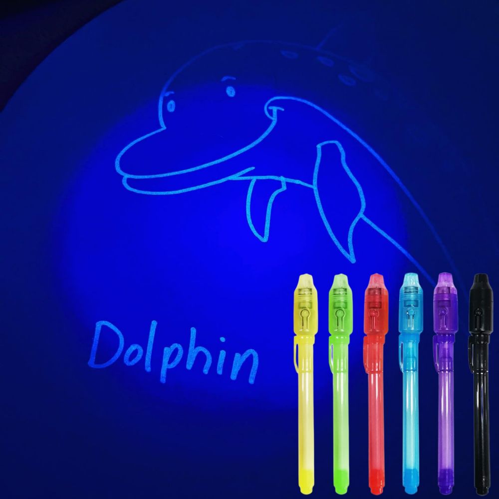 KHY Invisible Ink Pens With UV Light, Magic Spy Pens With Mini UV LED Keychain Flashlights For Secret Messages