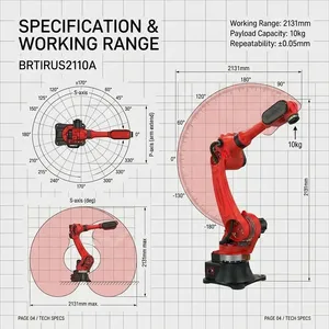 หุ่นยนต์อุตสาหกรรม BORUNTE BRTIRUS2110A แบบ 6 แกน รับน้ำหนักได้ 10 กก. ระยะเอื้อม 2131 มม. หุ่นยนต์เชื่อมสำหรับงานเชื่อมท่อ - Product Image 5