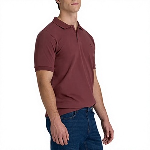 Polo pour homme, col en V, coupe ajustée, polyester/coton, tricot uni, 220 GSM, logo personnalisé OEM, directement de l'usine - Product Image 5