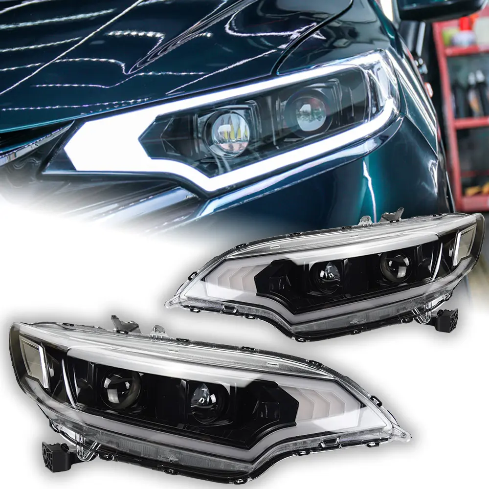 Auto Verlichting Voor Honda Fit Koplamp Projector Lens 2014-2020 Jazz Dynamische Signaal Hoofd Lamp Led Koplampen Drl Automotive onderdelen