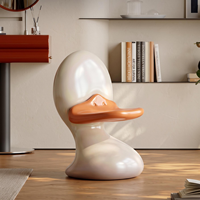 Chaise Canard Moderne en Fibre de Verre Prête à l'Expédition, Fauteuil d'Appoint Créatif et Adorable en Forme d'Animal, Chaise Canard Dessin Animé Brillante pour Salon et Café