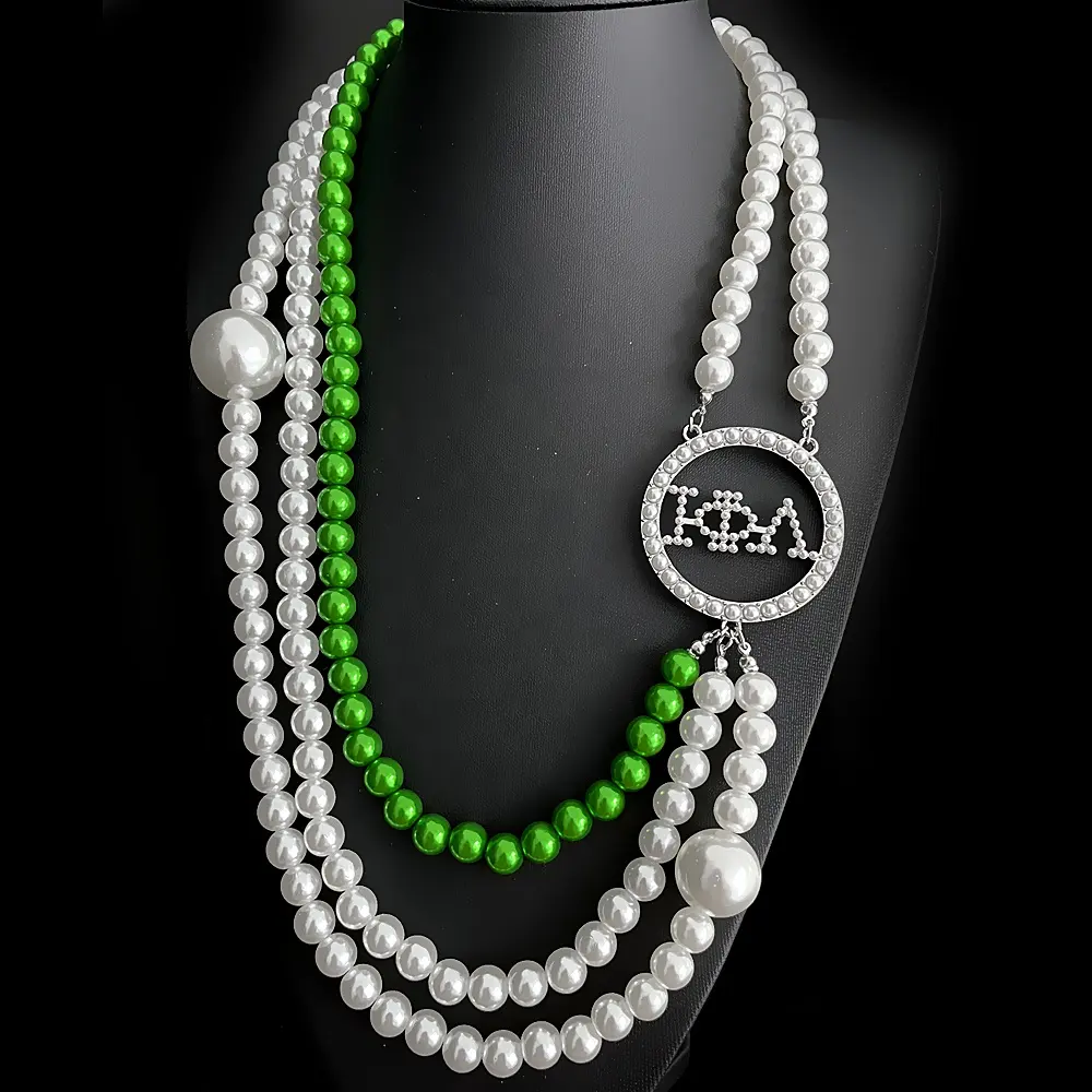 Nuovi prodotti sorority Iota Phi Lambda Pearl Lanyard 1929 collane greche collana con spilla con logo personalizzato